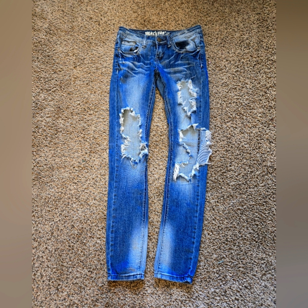 Machine Jeans Denim Distressed Skinny Size 1